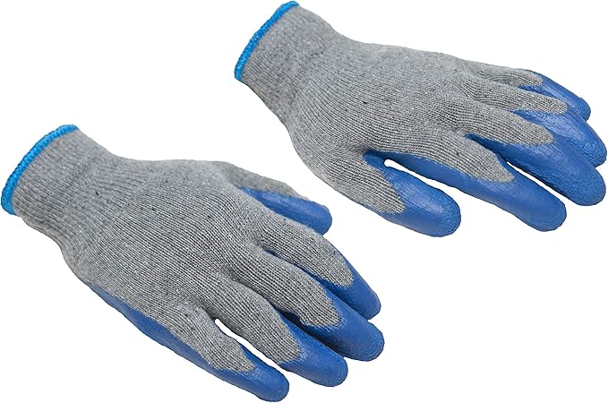 G & F Products - 3100-10 120 Pairs Large Rubber Latex Double Coated Work Gloves for Construction, gardening gloves, heavy duty Cotton Blend Blue