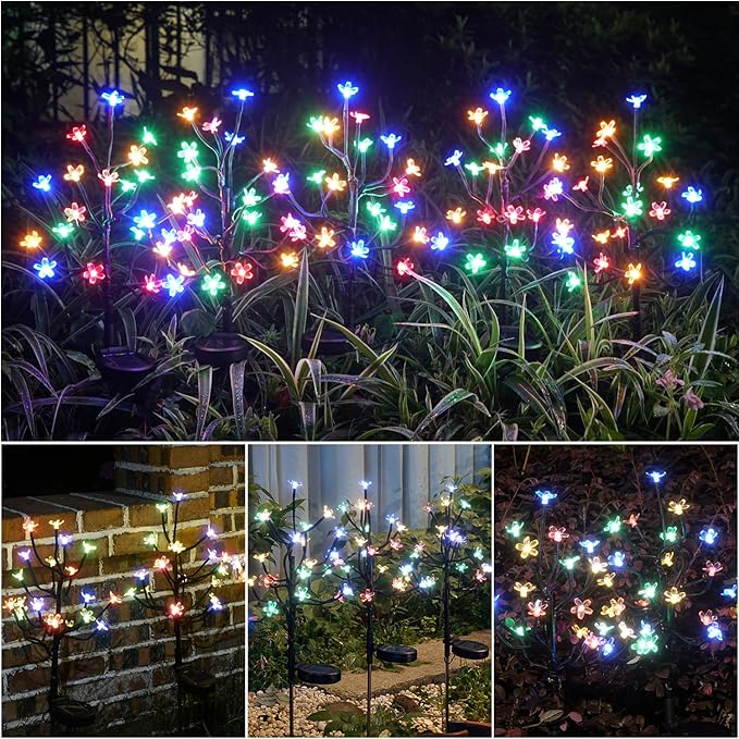IUEECEN Solar Garden Lights Outdoor,Solar Lights Outdoor Decorative Waterproof for Outside 6Pack, 120Led Solar Flowers Garden Decor, Yard Pathway,Patio Fairy Decorations,Gardening Gifts for Women Mom