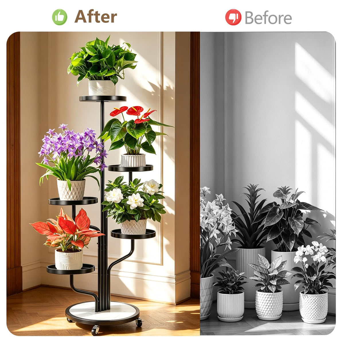 5 Tier Tall Plant Stand Indoor, Corner Plant Display for Living Room Patio