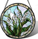 AMDERVEN Stained Glass Window Hanging, White Green Lily of The Walley Flowers Sun Catcher for Door Home Decor Plants Suncatcher Christmas Mother's Day Birthday Gifts for Women Men Mom Nana 11.8 in