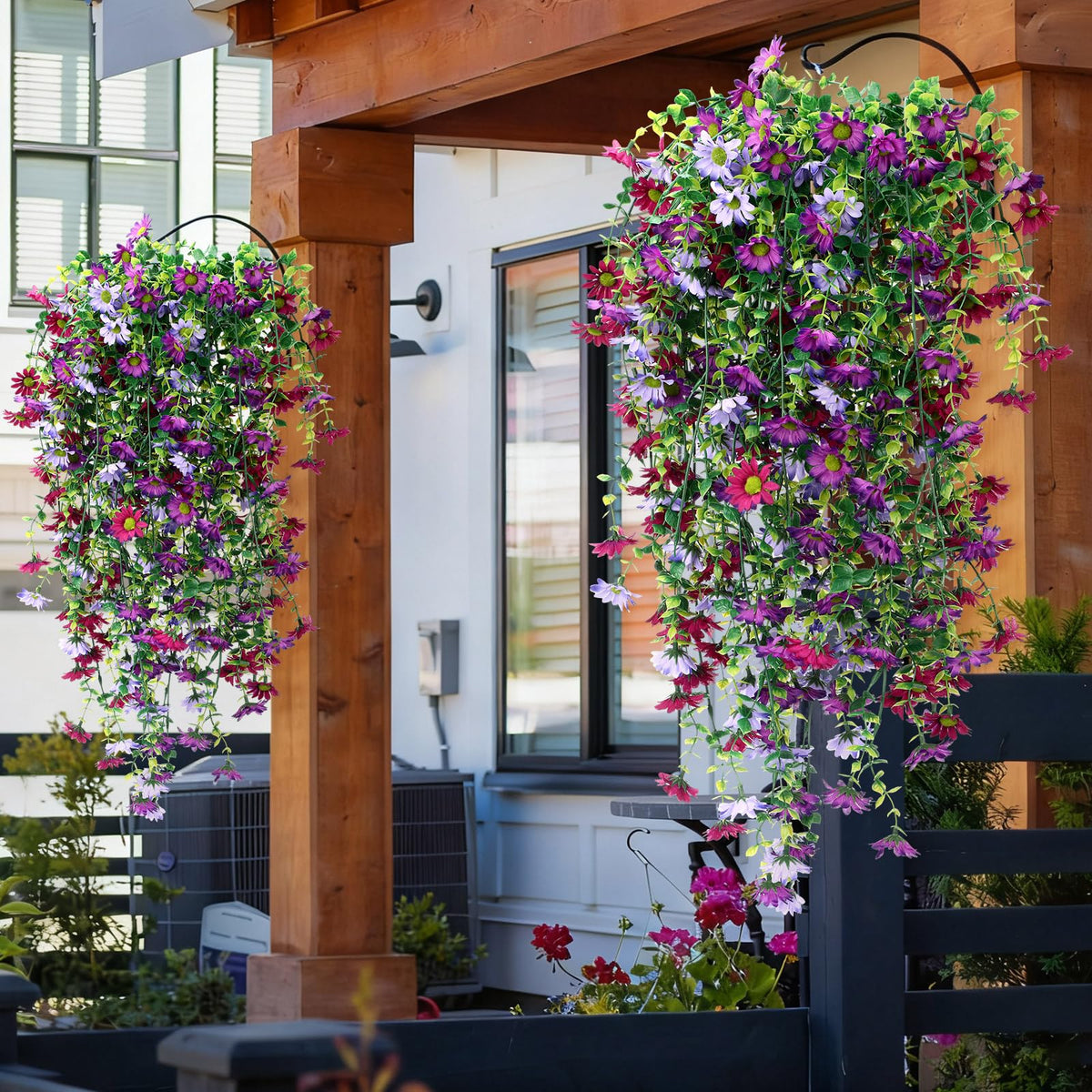FineCheer 6 Pcs Fall Artificial Hanging Flowers Outdoor, Elegant Color