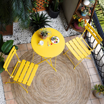 Grand patio 3-Piece Folding Patio Bistro Set Outdoor Porch Balcony, Yellow