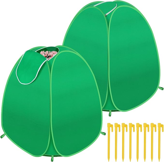 2 Pack Plant Covers Freeze Protection, Pop Up Shrub Frost Covers for Outdoor Plants Warm Plant Protectors Tent for Winter Protecting Fruit Potted Plants and Shrub from Freezing Animals Eating(22x22x23