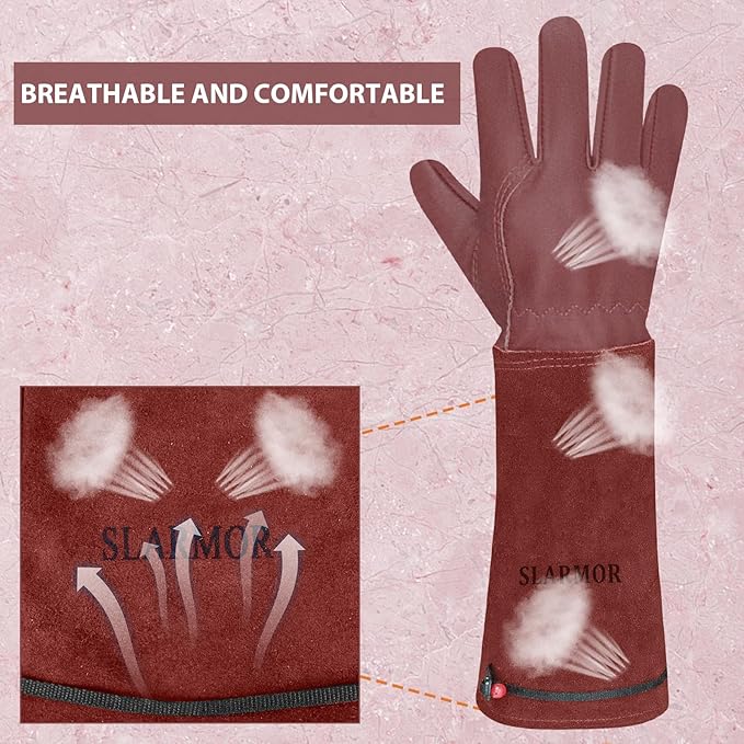 SLARMOR Long Gardening-Gloves Women/Men-Thorn proof Rose Pruning Heavy Duty Gauntlet, Best Garden Gifts for Gardener-XS