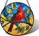 DASTOLL Stained Glass Window Hanging, Blue Sky Cardinal Sun Catchers Colorful Glass Panel Red Birds Suncatcher Decor for Birthday for Women, Men, Wife, Aunt, and Mom 6.3 in