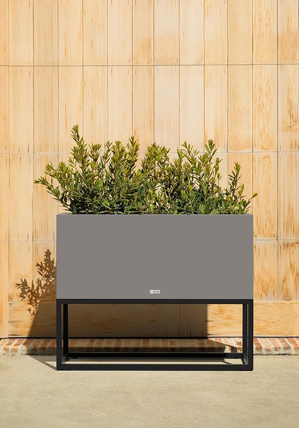Veradek Block Series Raised Long Box Planter for Patio & Garden | Durable All-Weather Use with Aluminum Stand | Modern Décor for Herbs, Flowers