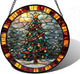 Stained Glass Window Hanging - Winter Christmas Tree Suncatcher Ready to Hang Window Doors Home Decoration, Christmas, Mother's Day Birthday Gifts for Women, Men, and Mom 7.8x7.8 in