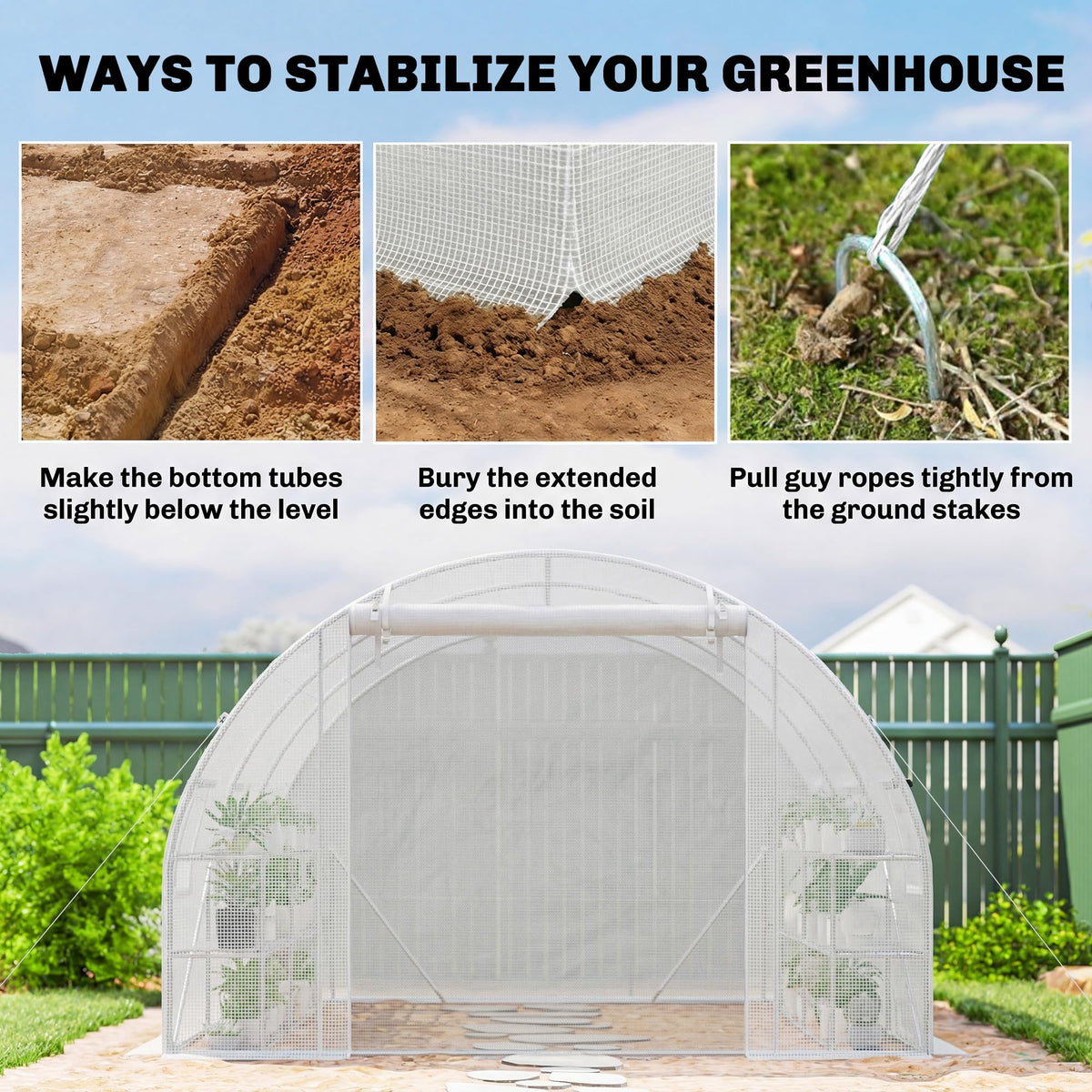 Outsunny 10'x11'x6' Walk-in Tunnel Greenhouse Hoop House Mesh Door White