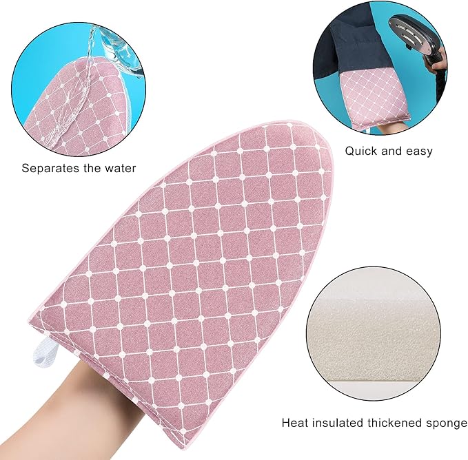 CINPIUK Garment Steamer Ironing Gloves Anti Steam Glove Heat Resistant Garment Steamer Mitt, Garment Steam Accessories for Clothes，Pink