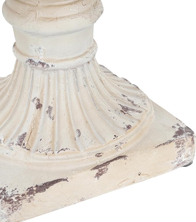Christopher Knight Home Danny Patio Planter, Light Concrete Planter, Mid-Century Modern Urn, Floral Statue Design, Large Garden Pot, Flower Urn with Drainage Hole for Backyard Home, Antique White