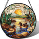 Stained Glass Window Hanging, Ducks in The Pond Sun Catcher for Door Home Decor Landscape Plant Suncatcher Christmas Mother's Day Birthday Gifts for Women Men Mom Nana 6.3 in