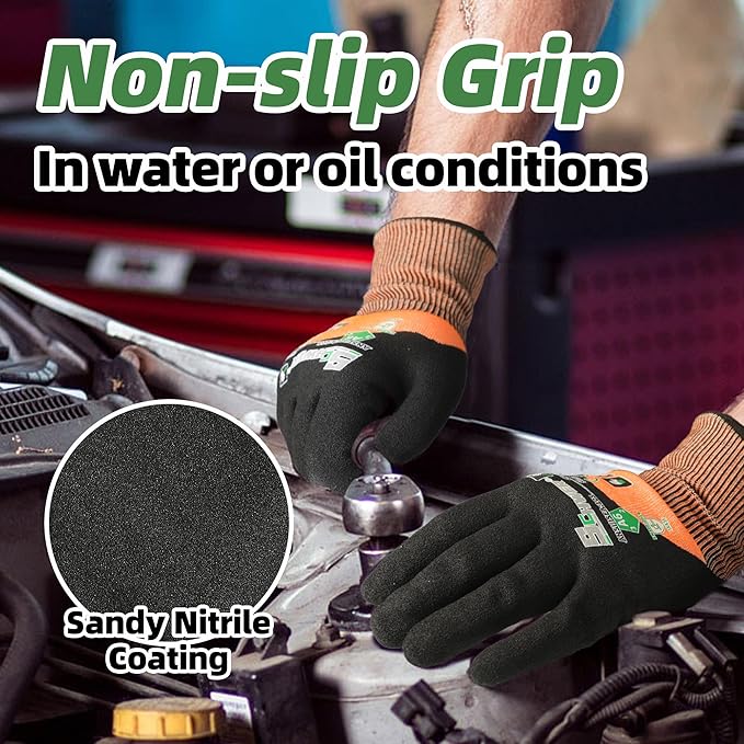 Schwer ANSI A6 Cut Resistant Gloves, CR3709 Cut Proof Work Gloves, Touch-screen Cutting Gloves, 3/4 Dipped Coating for Woodworking, Glass Metal Cutting, Construction, Fishing, S,1 pair