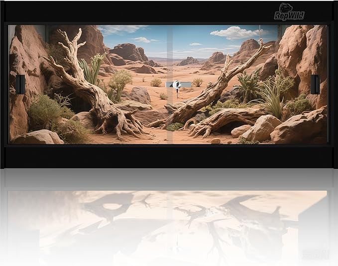 4x2x2 (120 Gallon) PVC Reptile Enclosure, RepWild Terrarium/Tank with Heavy-Duty Screen Top, Glass Sliding Doors & Lock for Bearded Dragons, Ball Python, Geckos, Lizards