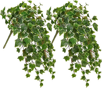 Hollyone 2pcs Artificial Hanging Plants 24" Fake Ivy Vine Faux Ivy Leaves Hanging Plant Greenery for Wall House Room Patio Indoor Outdoor Home Shelf Office Wedding Decor, UV Resistant