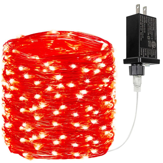 66FT 200 LED Fairy Lights Plug in, 8 Modes Christmas Twinkle Lights Red