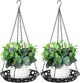 Enhon 2 Pack Plant Hanger, 12 Inch Metal Hanging Planter for Indoor Outdoor Plants, Classy Glossy Black Decorative Hanging Plant Shelf for Window Wall Ceiling Home Decor