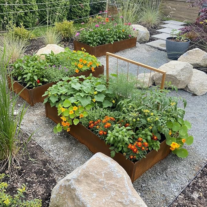 Edge Right - Raised Garden Bed Kit - COR-Ten Steel (14" COR-Ten Steel, 4 FT x 4 FT)