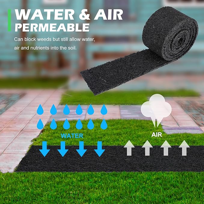 140" x 5.5" Rubber Mulch Roll for Landscaping-Permanent Garden Mulch Barrier-Recycled Rubber Mulch Mat Roll for Plants, Vegetables, and Flowers (Black)