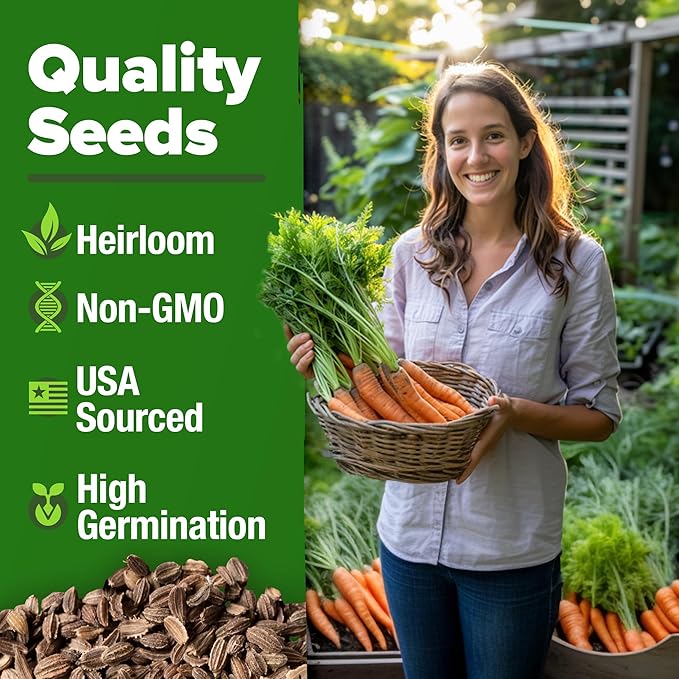 HOME GROWN Tendersweet Carrots Seeds 2 Pack - 6000 Non-GMO Heirloom Carrot Seeds for Planting Outdoors - High- (Daucus carota subsp. sativus)