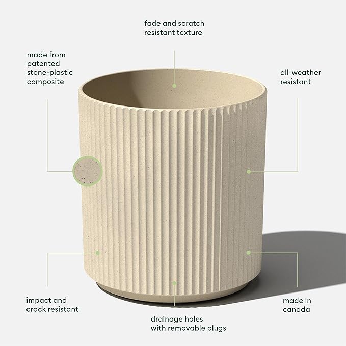 Veradek Demi Planter for Indoor/Outdoor Use | Made from Plastic & Concrete w/Drainage Holes | Modern Décor for Trees, Tall Plants, Flowers