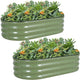 G GOOD GAIN Galvanized Metal Raised Garden Bed Kit - 4x2x1FT Outdoor Planter Box with Safety Edging and Gloves for Vegetables, Fruits, Flowers(OliveGreen, 2PC)
