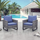 Belord Oversize Patio Chairs Set of 2 Outdoor Wicker Dining Chairs, All-Weather Rattan Patio Club Chair Furniture Sets with Water-Resistant Cushion Anti-Rust Frame Blue