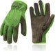HANDLANDY Men Leather Gardening Gloves, Utility Work Gloves for Mechanics, Construction, Driver