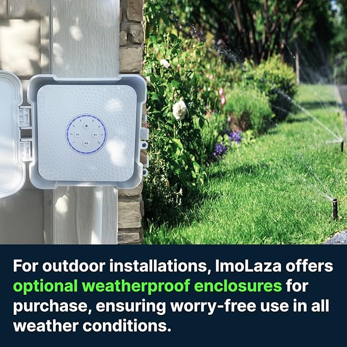 ImoLaza Smart Sprinkler Controller Evapotranspiration Master: 12 Zones WiFi Irrigation Controller with Automated Watering and App Control, Save Water Through Rain, Freeze, Wind and Saturation Skip