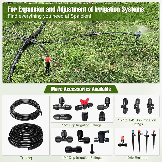 20PCS Push-to-Fit Drip Irrigation Micro Spray Emitters for 1/4 inch Irrigation Tubing, Three-Way Adjustable Atomizing Nozzle, Irrigation Dripper Sprinklers for Garden Greenhouse Agricultural
