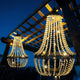 Hanging Solar Lantern Outdoor, 28” Modern Clear Crystal Acrylic Chandelier with 30 Warm White Lights S Hook for Garden, Yard, Patio, Gazebo Decorations