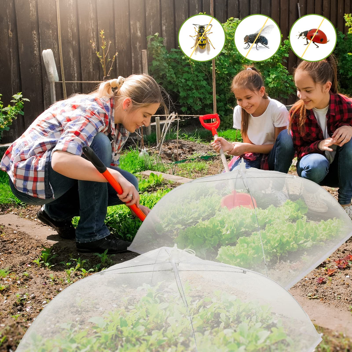 Sawysine 4 Pack Mesh Plant Cover Dome Tent Protector,17 X 17 Inch,White