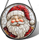 HWRHTR Stained Glass Window Hanging - Red White Santa Claus Suncatcher for Doors Home Christmas Decoration Winter Sun Catcher Thanksgiving New Year Birthday Gifts for Women Men Mom Nana Girl 9.8 in