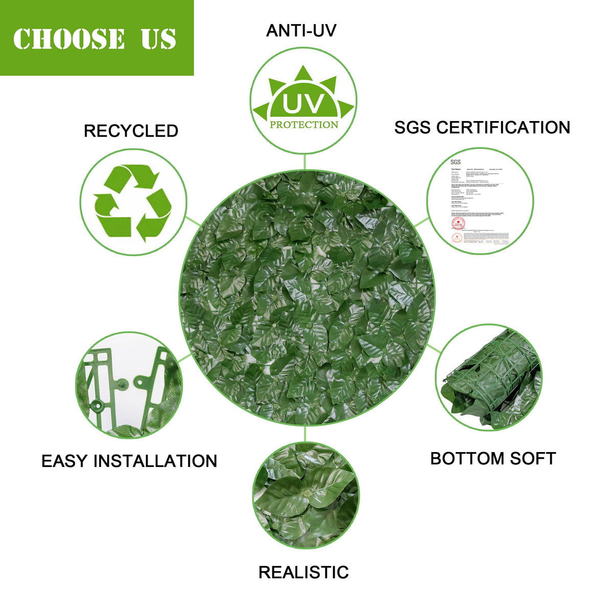 Balcony Privacy Screen, 80"x 120" Artificial Ivy Privacy Fence Panel