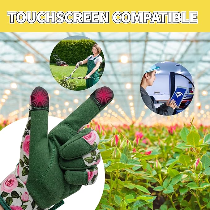 Thorn Proof&Puncture Resistant Gardening Gloves with Grip,Garden Glove for Women, Leather Yard Work Gifts