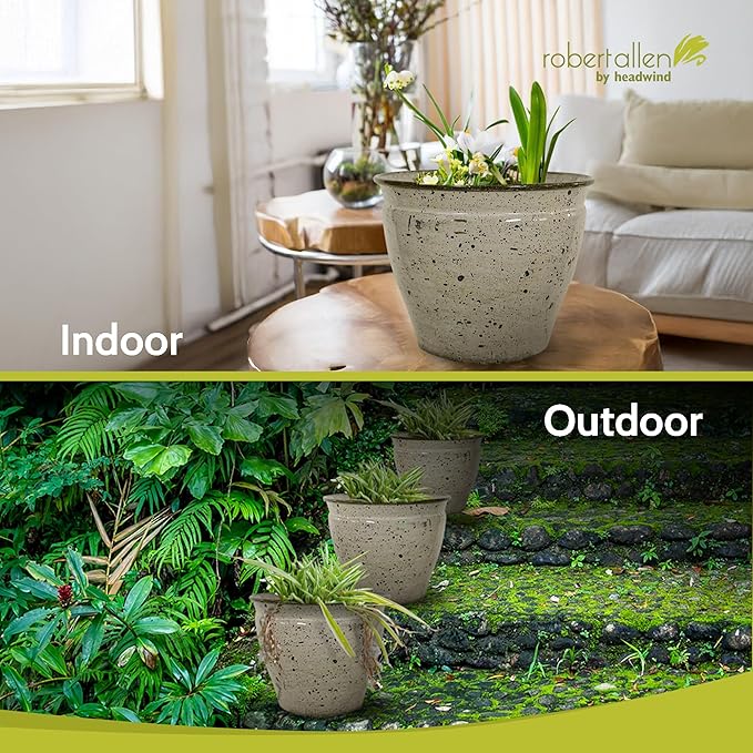 Headwind Riverside Collection – 6" Chamois Glazed Decorative Plant Pots Indoor with Drainage & Outdoor - Modern Flower Pot Weather-Resistant Lightweight Planter by Robert Allen