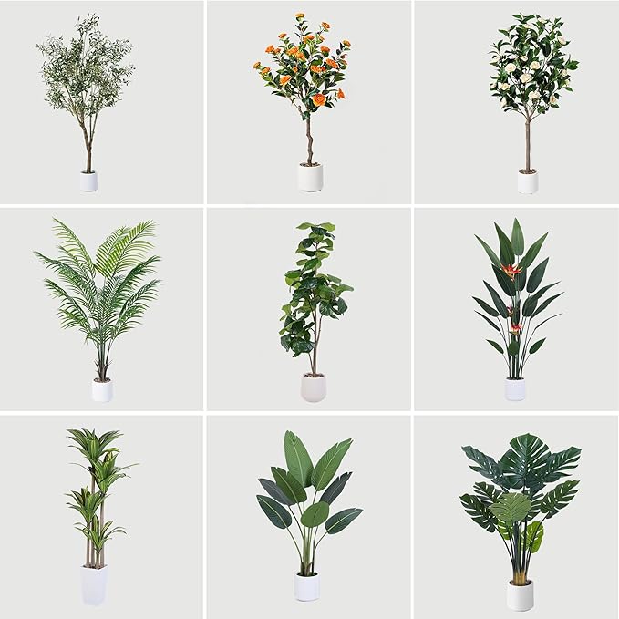 Jocoevol Artificial Olive Tree 6FT, Indoor Fake Silk Plant with Realistic Trunk, Leaves, Fruits and White Planter, Faux Potted Tree for Home Decor and Housewarming Gift, 1 Pack
