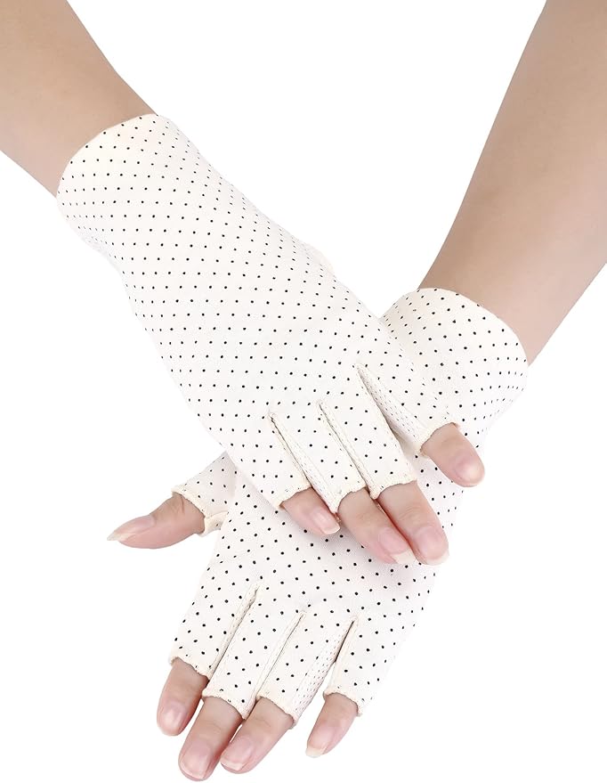 Maxdot Sun Gloves for Women UV Protection Fingerless Non Slip Sunscreen Driving Gloves for Summer Outdoor