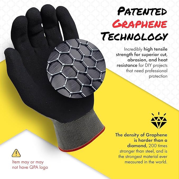 Quest Protective Apparel Cut Resistant Work Gloves (ANSI A1) – Lightweight Graphene Gloves for Gardening, DIY, Mechanical & General Handling – Breathable Grip Gloves for Men & Women – Small, Pack of 1