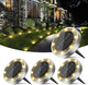 Peasur Mini Solar Ground Lights Outdoor, 4 Pack Flat Solar Powered Disc Lights, IP68 Waterproof, Anti-Rust, Landscape Lighting for Pathway Garden Yard Lawn Walkway Landscape Driveway, Warm White