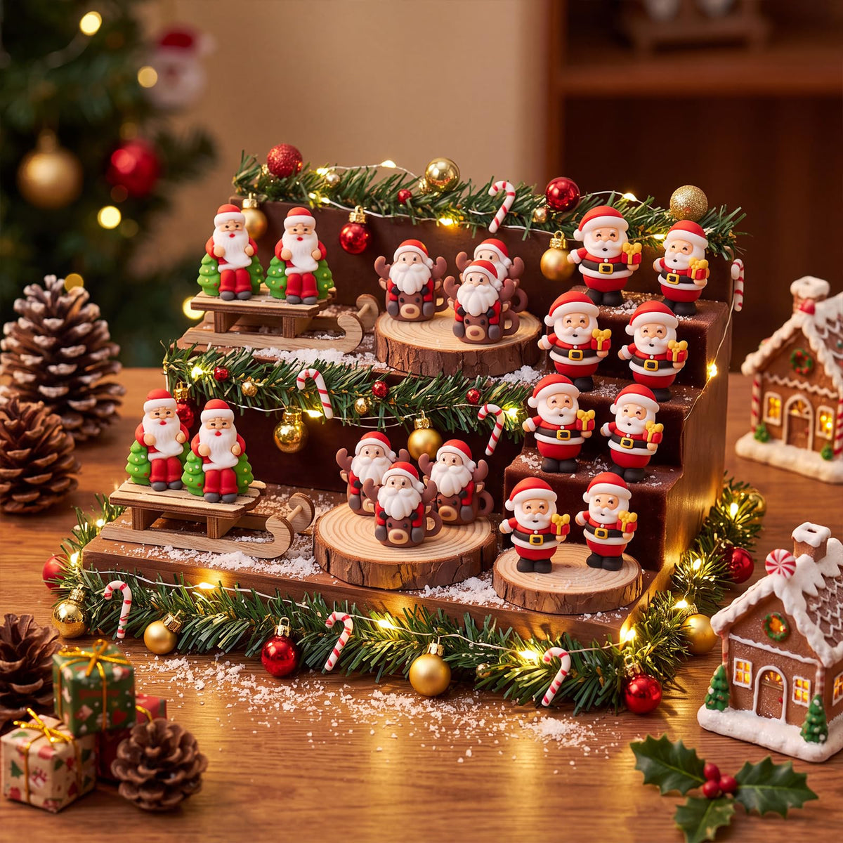 Sonwyoung 60 Pcs Christmas Mini Gnomes, Santa