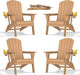 nevilywood Folding Adirondack Chair with Cup Holder Set of 4, HDPE Patio Chairs,All-Weather Outdoor Chairs for Backyard, Deck,Fire Pit-TeakBrown