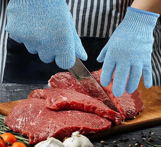 Cutting Gloves, 3 Pairs of Cut Resistant Gloves Food Grade, Cut Resistant Gloves for Kitchen, Oyster Shucking, Fish Fillet Processing, Carving Wood and Gardening(Medium-Macaron)