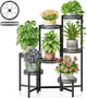 NQW Plant Stand Indoor Outdoor, 7 Tier Large Plant Stand with 7.9-Inch Wide Drainage Tray, Tiered Corner Metal Iron Flower Display Holder Shelf, Folding Tall Rack for Patio Balcony Porch - BlackFlower