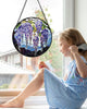 AMDERVEN Stained Glass Window Hanging, Wisteria Flower Sun Catcher for Door Home Decor Purple and Blue Suncatcher Christmas Mother's Day Birthday Gifts for Women Men Mom and Nana 11.8 in