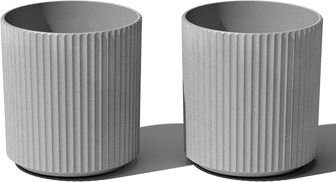 Veradek Demi Series Round Planter for Porch, Patio, Backyard | Durable Plastic-Stone Composite Material | Modern Décor for Tall Plants, Flowers