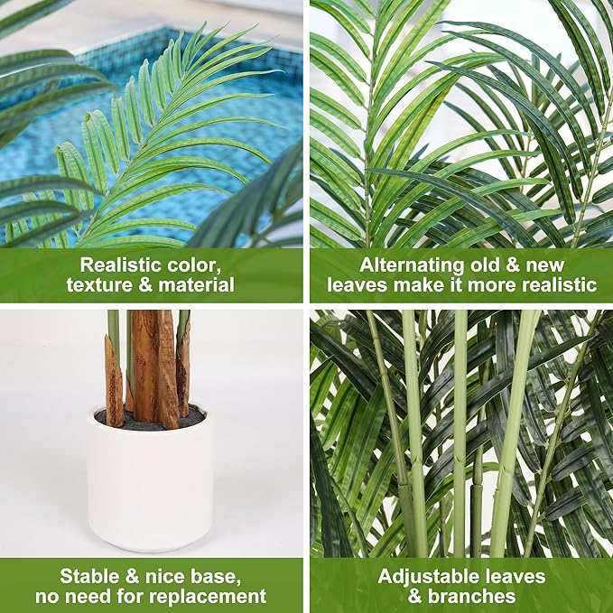 ProDeco Faux Palm Tree 6.6Ft Tall Artificial Plants Indoor Silk Green Floor Big Large Fake Potted Plant Artificial Decor for Home Office Living Room Outdoor