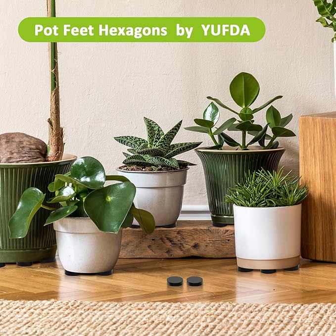 24 Pack Invisible Pot Feet with Enhanced Non-Slip Surface Grip Plant Pots and Flowers, Solid Rubber Pots Risers, Pot Lifters for Indoor or Outdoor Planters