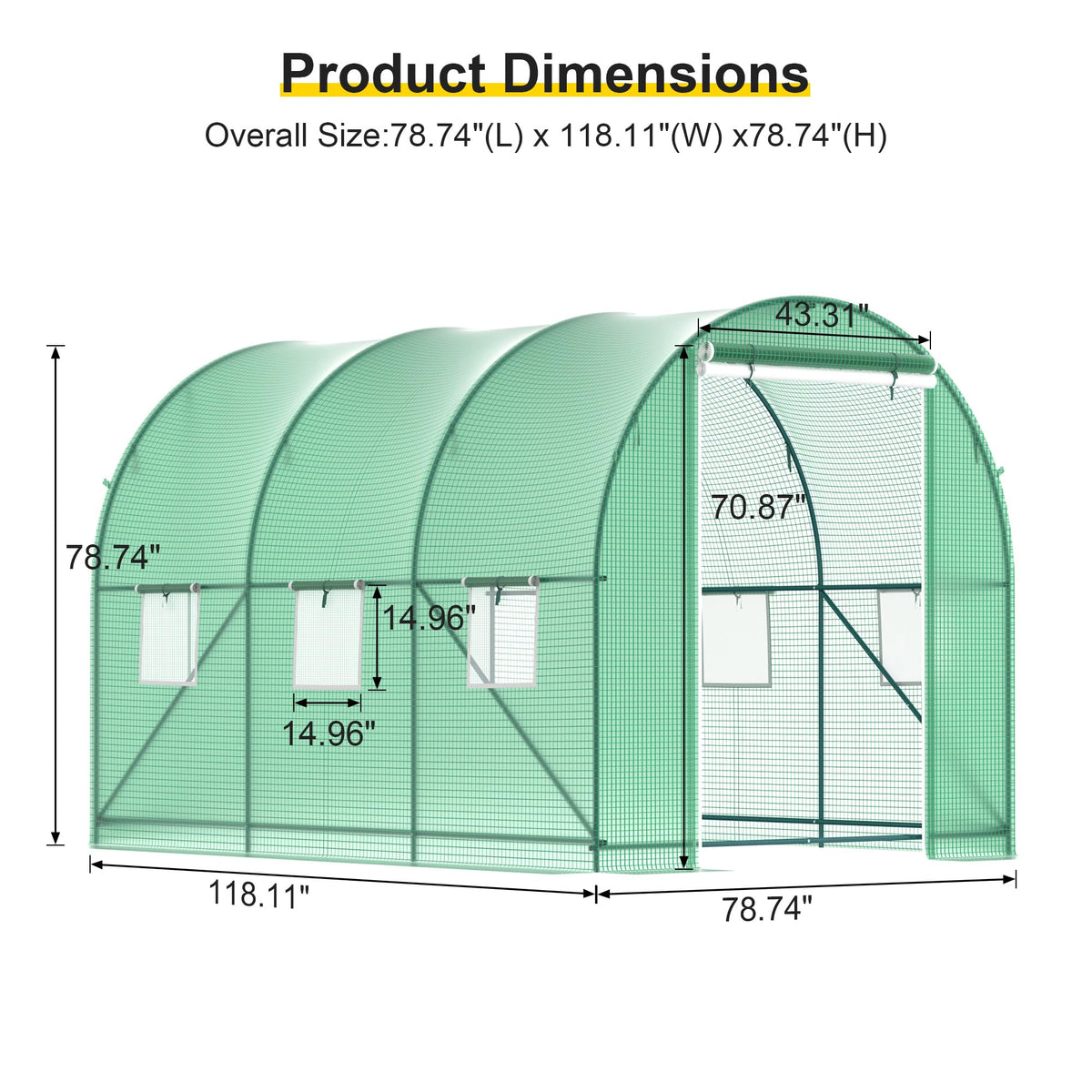 GOJOOASIS Greenhouse 10'x7'x7' Heavy Duty Walk-in Outdoor Plant Shelter