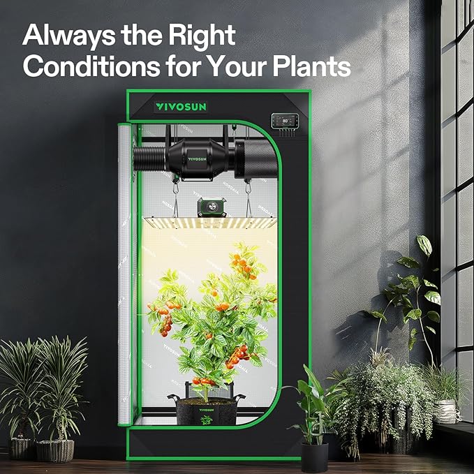 VIVOSUN GIY Smart Grow Tent System 2x2, WiFi-Integrated Grow Tent Kit, with Automate Ventilation and Circulation, Schedule Full Spectrum 100W LED Grow Light, and GrowHub E42A+ Controller
