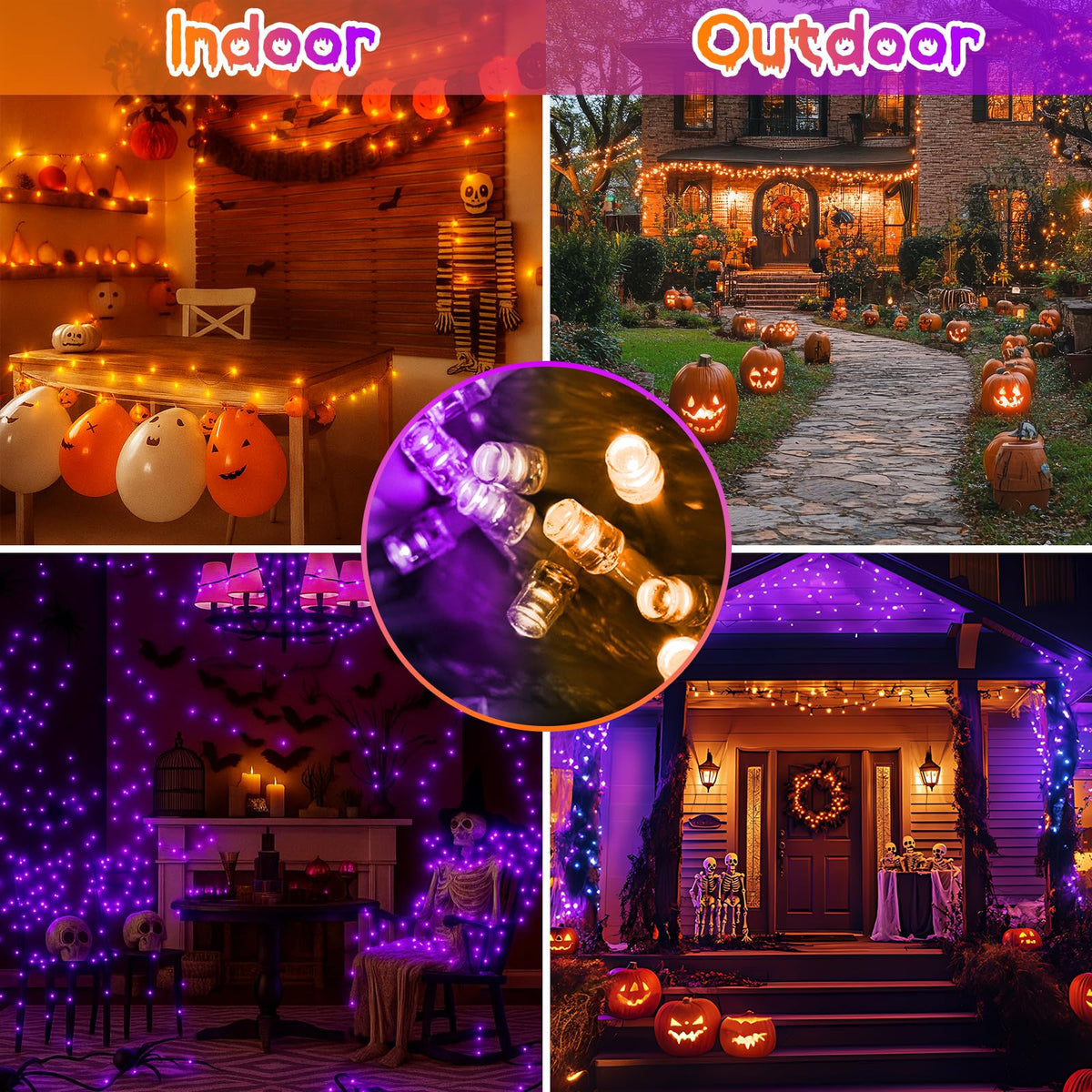 200 LED Connectable String Lights with Remote, Halloween Lights Outdoor